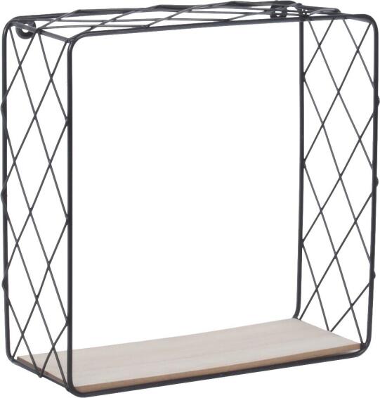 Dsx Malla Metal Shelf Square Shaped Black With Wood  Base W29xD11xh29cm