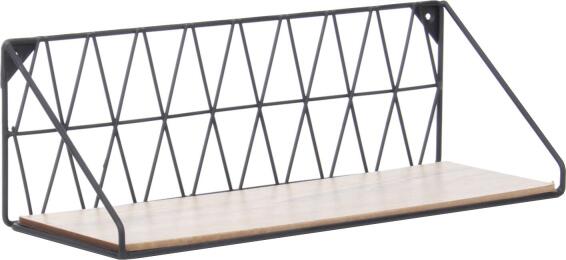 Dsx Malla Metal Shelf Rectangle Shaped Black With Wood  Base W40xD13xh12cm