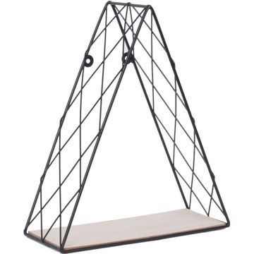 Dsx Malla Metal Shelf Triangle Shaped With Black Wood  W28xD11xh33cm