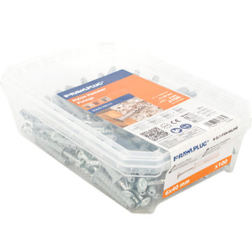 Hammer fixing nylon plugs and CSK screws solid walls tub 100pc rawlplug