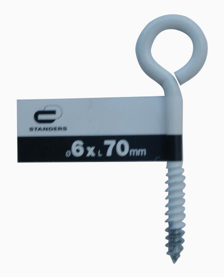 Eye screw white powder coated 6.0x70mm standers