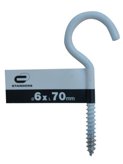 Cup hook white powder coated 6.0x70mm standers