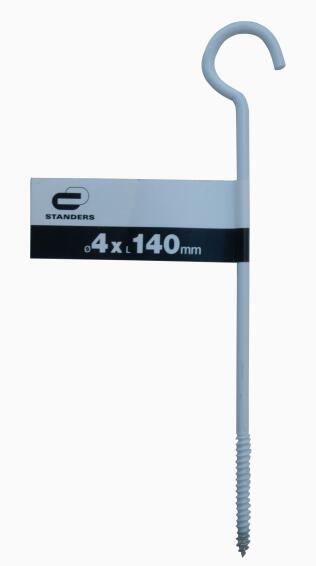 Cup hook white powder coated 4.0x140mm standers