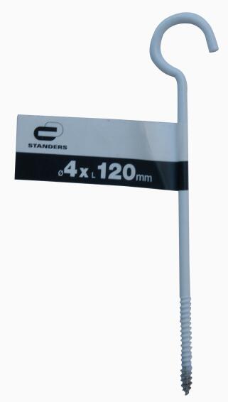 Cup hook white powder coated 4.0x120mm standers