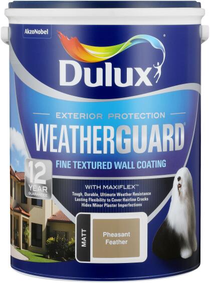 Paint exterior fine textured DULUX WEATHERGUARD Pheasant Feather 5L,