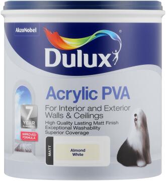 Interior & exterior paint DULUX Acrylic PVA Almond White matt 1L