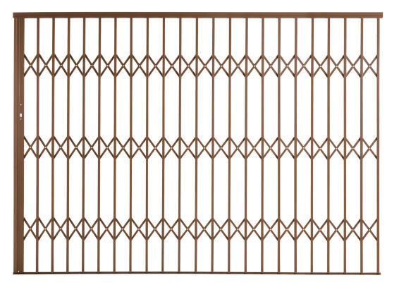 Alu-glide security gate type 30 3000(w)x1950-2150(h) bronze xpanda