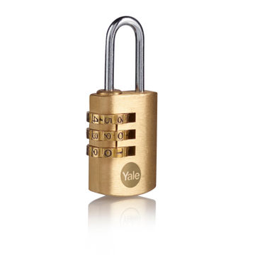 Combination padlock brass 22mm yale
