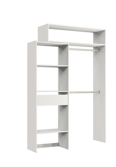 Dressing Wardrobe Kit Basic Expandable With 1 Drawer 5 Shelves White 