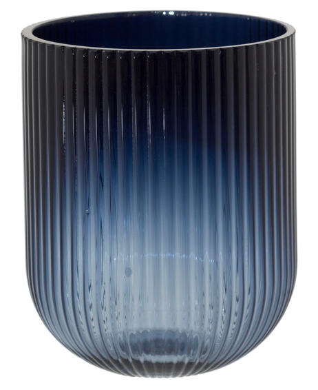 VASE BLUE RIBBED 16CM