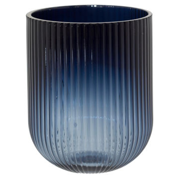 VASE BLUE RIBBED 16CM