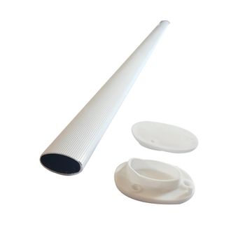Wardrobe Hanging Rail Oval Tube White W/Ends D1.9x L100cm