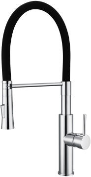 Bijiou Kitchen Sink Mixer Tap Vilaine Spring Neck Chrome / Black H50Cm Spout Reach 25.8Cm