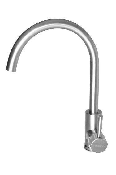 Umano Vincitore Kitchen Sink Mixer Tap Single Lever Stainless Steel H38cm Spout Reach 22cm