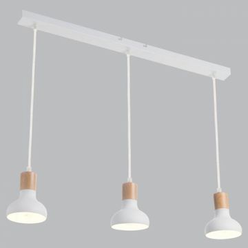 pendant light metal wood white 3lt