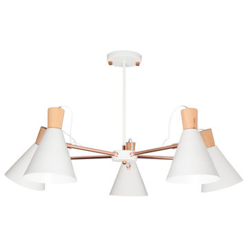 chandelier light metal wood white copper