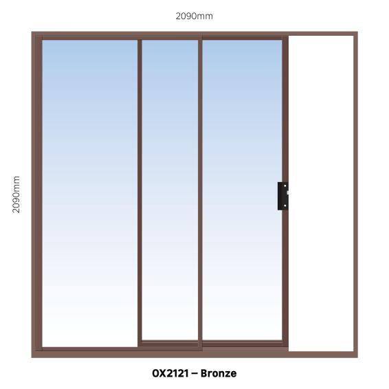 ALUMINIUM SLIDING DOOR BRONZE 1 PANE SLIDING W2100MM x H2100MM