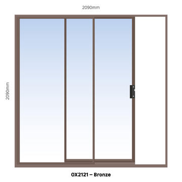 Aluminium sliding door bronze 1 panel sliding W2100MM x H2100MM