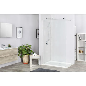 Sensea Remix Shower screen and arm silver with clear glass W100cmxH200cm 