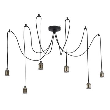 Inspire antic brass black pendant light canopy 6x e27 