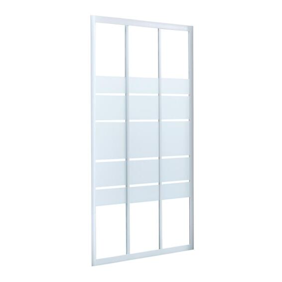 Shower Door 3 Panel Slider Essential White with Privacy Glass 90x185cm