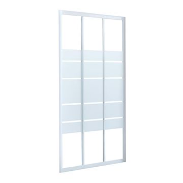 Shower Door 3 Panel Slider Essential White with Privacy Glass 90x185cm