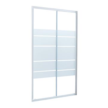 Shower Door Single Slider Essential White with Privacy Glass 120x185cm