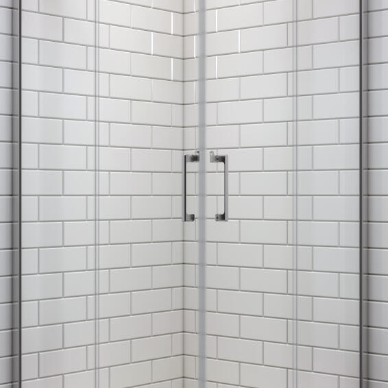 Shower door corner entry rectangular Remix chrome with clear glass 70x120x195cm