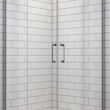 Shower door corner entry rectangular Remix chrome with clear glass 70x120x195cm
