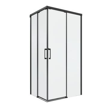 Shower door corner entry rectangular Remix black with clear glass 70x90x195cm
