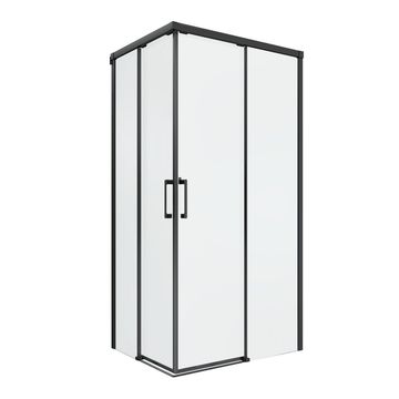 Shower door corner entry rectangular Remix black with clear glass 70x90x195cm