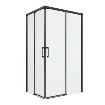 Shower door corner entry rectangular Remix black with clear glass 70x120x195cm