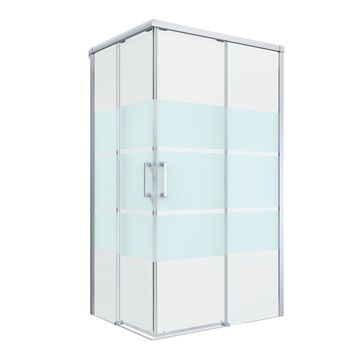 Shower door corner entry rectangular Remix chrome with privacy glass 80x120x195cm