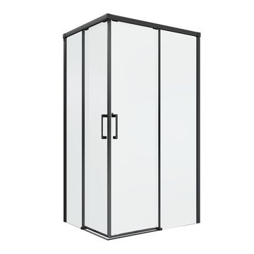 Shower door corner entry rectangular Remix black with clear glass 80x120x195cm