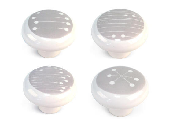Cabinet knobs porcelain organic gray finish 39mm 4pc rei