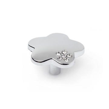 Cabinet knob chrome crystal flower style 35mm rei