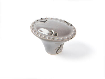 Cabinet knob oval porcelain grey oval shape 42x32mm rei