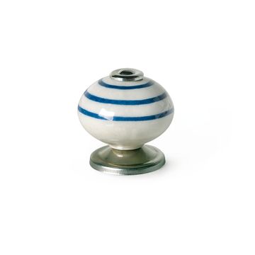 Cabinet knobs porcelain striped blc-bl shape 40mm 4pc rei