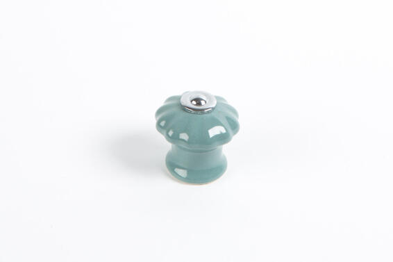 Cabinet knobs porcelain festoon shape blue 28mm 4pc rei