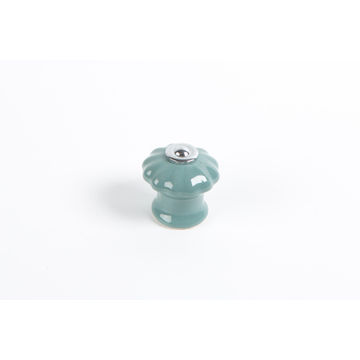 Cabinet knobs porcelain festoon shape blue 28mm 4pc rei
