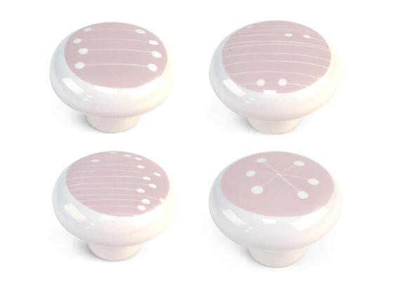 Cabinet knobs porcelain organic rose shape 39mm 4pc rei