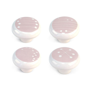 Cabinet knobs porcelain organic rose shape 39mm 4pc rei