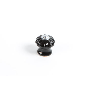 Cabinet knobs porcelain festoon shape black 28mm 4pc rei