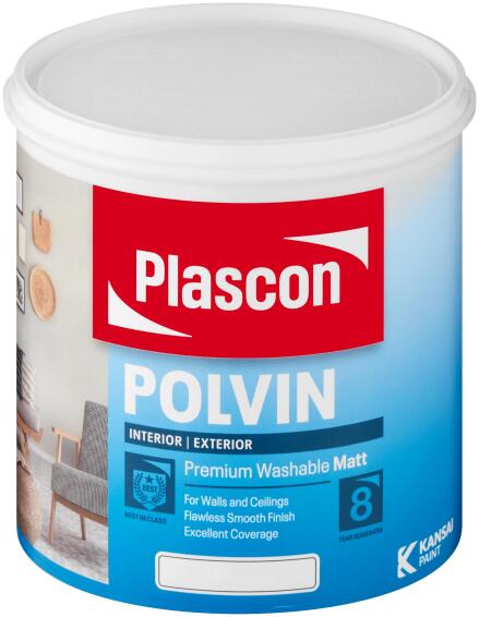 Plascon Polvin Super Acrylic Wall Paint  White 1 litre