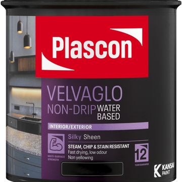 Plascon Velvaglo Non-Drip Waterbased Wall Paint Black 1L