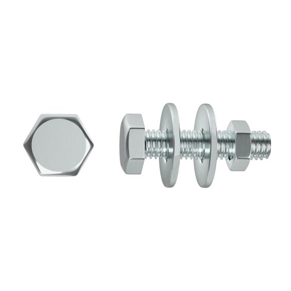 HEX SCREW NUT AND 2 WASHERS STL 8X50 4P