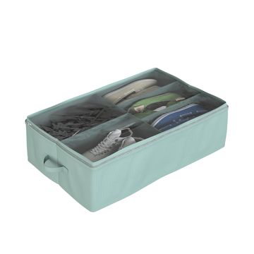 Spaceo lito underbed shoe storage box textile mint