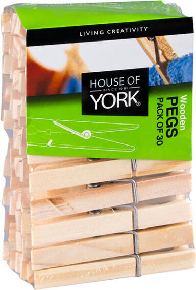 House of York Wooden Washing Line Pegs 30 Pack