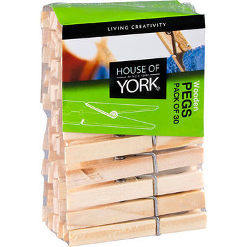 House of York Wooden Washing Line Pegs 30 Pack