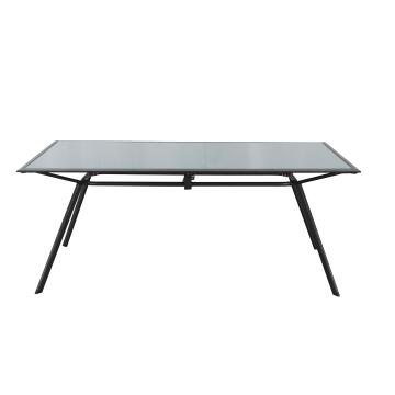 DINING TABLE SENA SQUARE STEEL GLASS GREY 180X90